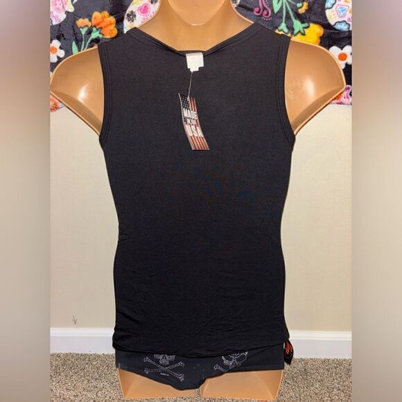 Winged Angels & Duels Rhinestone Zip Top - Picture 3 of 3